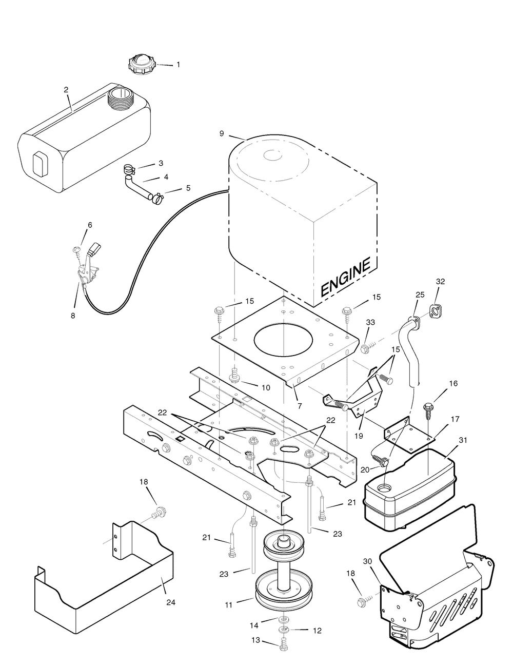 Engine Mount Diagram and Parts List for 312006X190B-7800290 2007 Briggs and Stratton Lawn Tractor